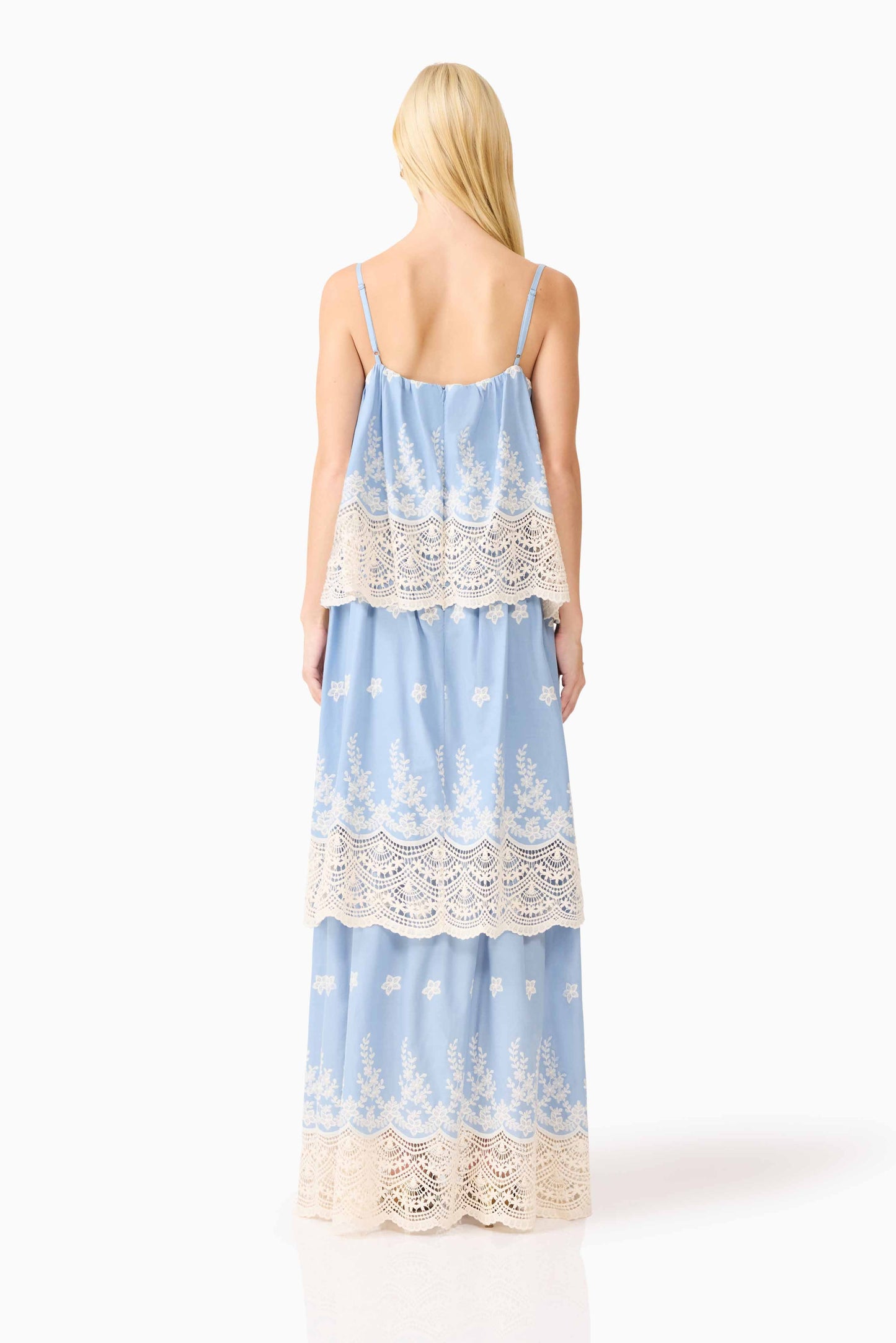 CURAAE Estella Maxi Dress in Blue & Cream
