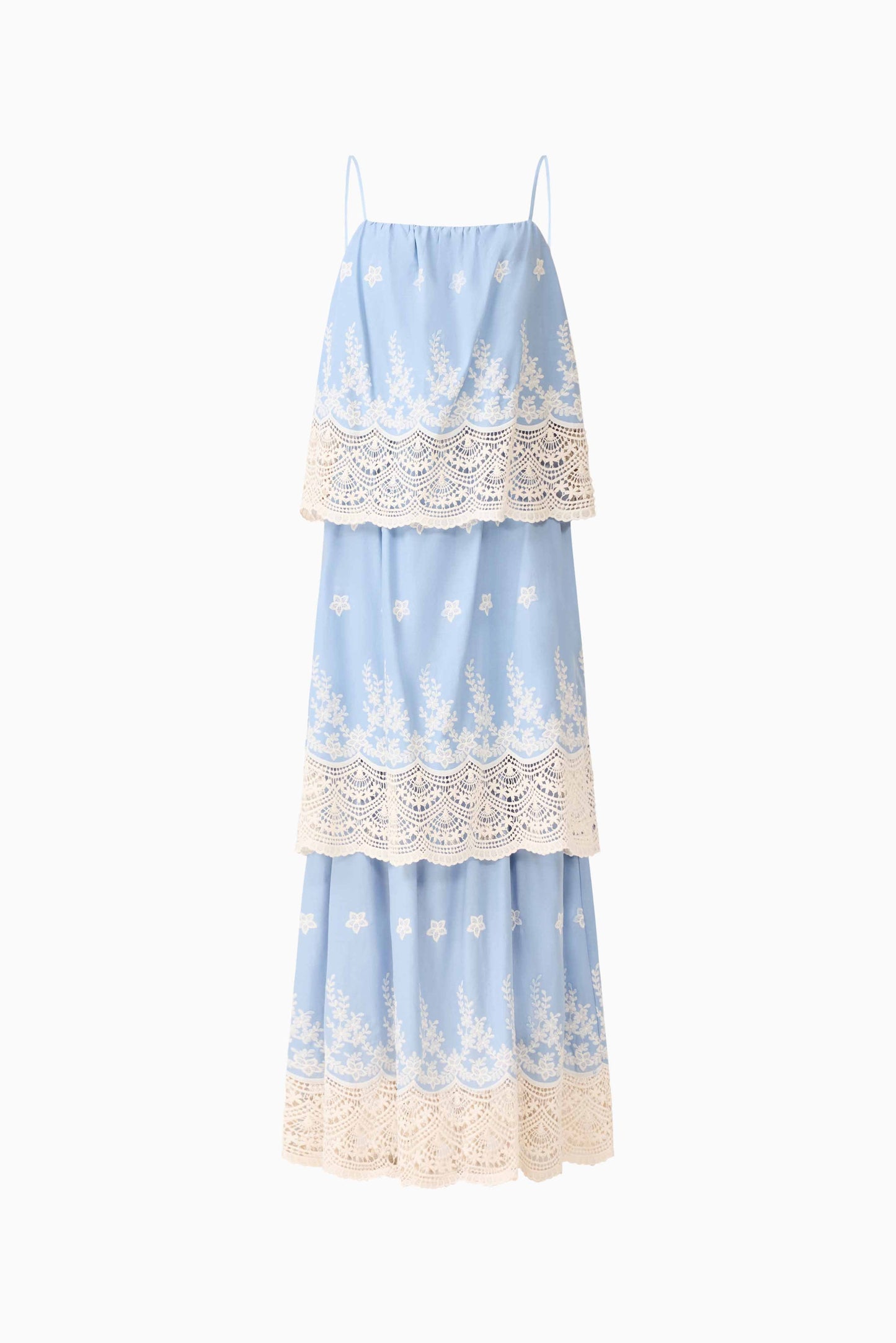 CURAAE Estella Maxi Dress in Blue & Cream