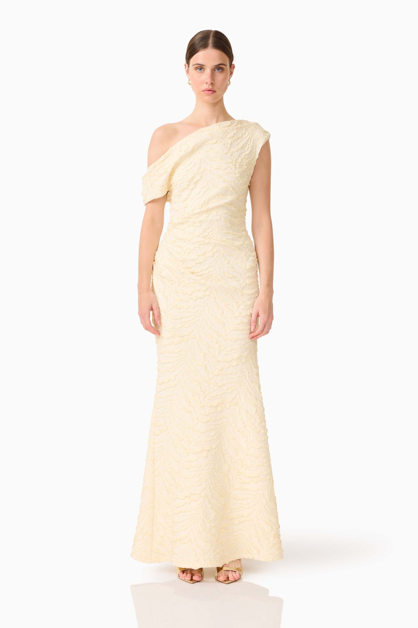 CURAAE Faye One Shoulder Maxi Dress in Cream