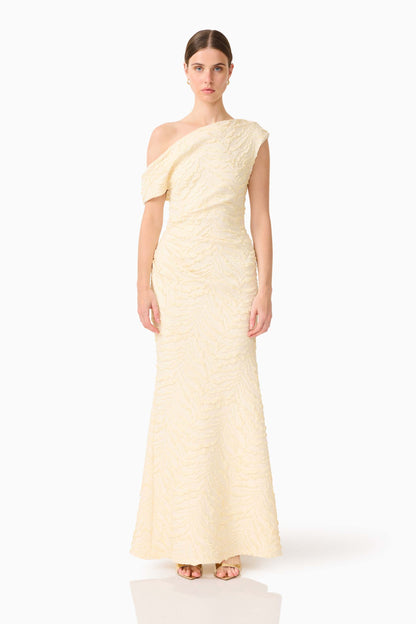 CURAAE Faye One Shoulder Maxi Dress in Cream