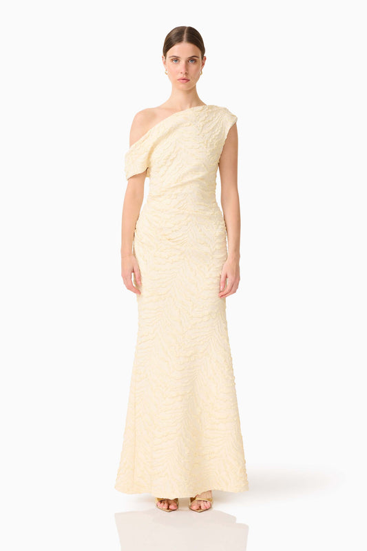 CURAAE Faye One Shoulder Maxi Dress in Cream