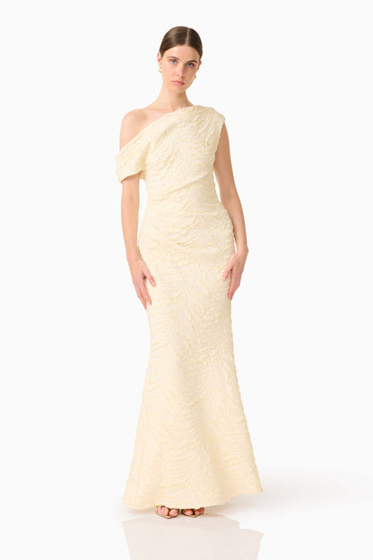CURAAE Faye One Shoulder Maxi Dress in Cream