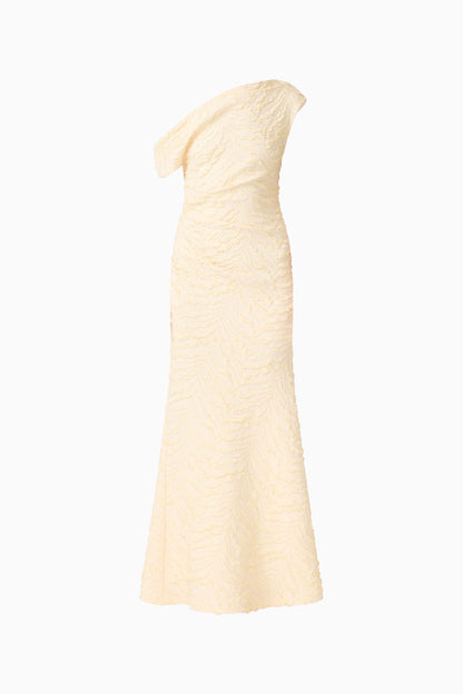 CURAAE Faye One Shoulder Maxi Dress in Cream