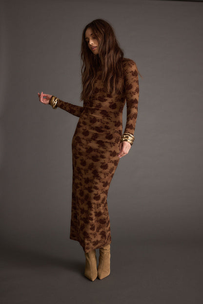 Casanova Brown Floral Maxi Dress