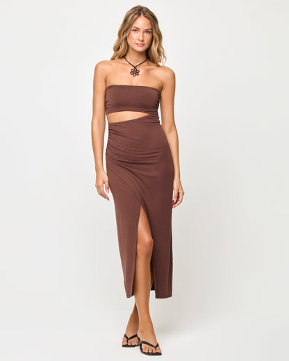 x The Salty Blonde Corsica Dress - Espresso