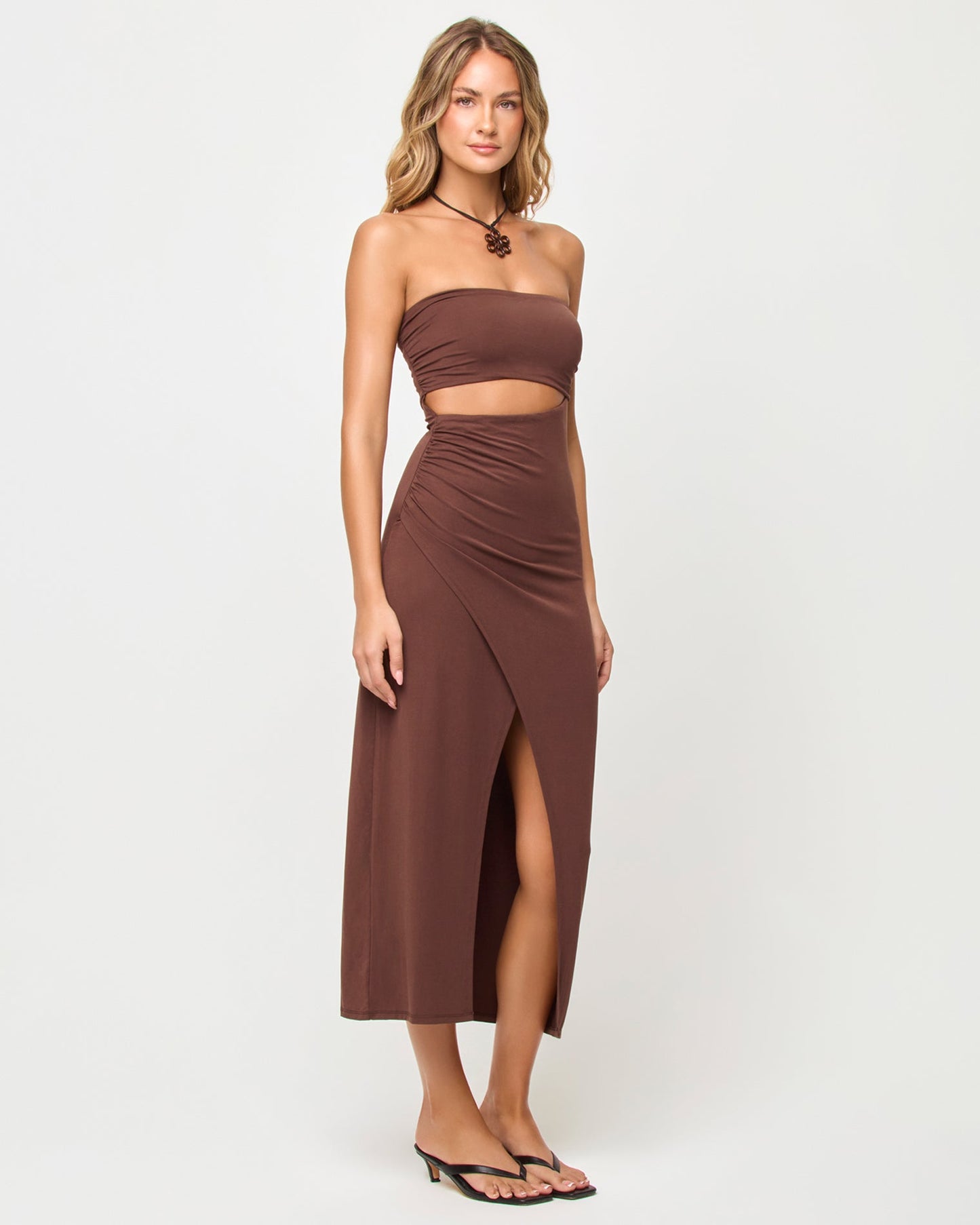 x The Salty Blonde Corsica Dress - Espresso