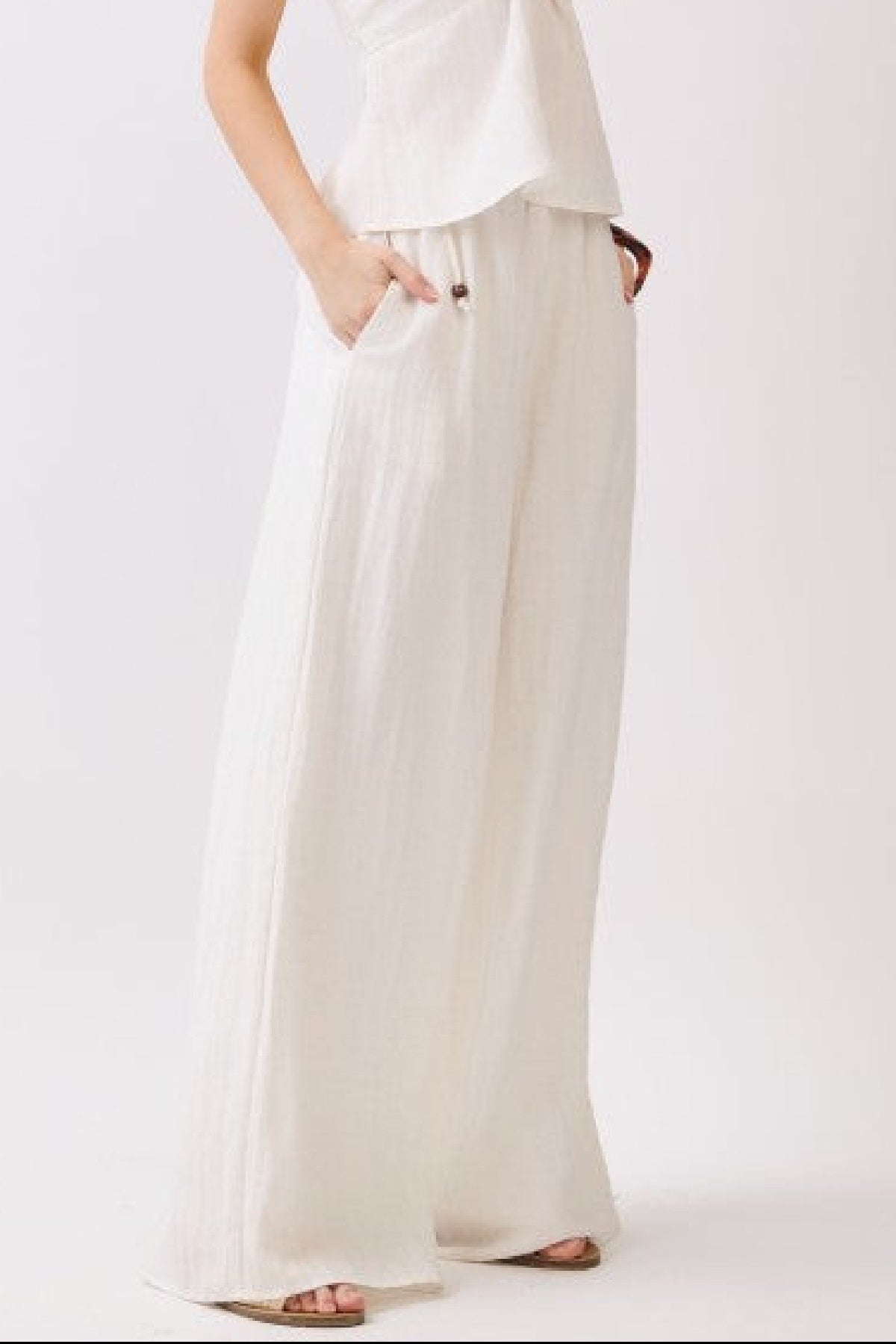 Louisa High Waist Wide Leg Pants Oatmeal