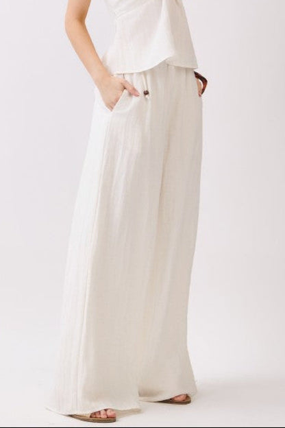 Louisa High Waist Wide Leg Pants Oatmeal