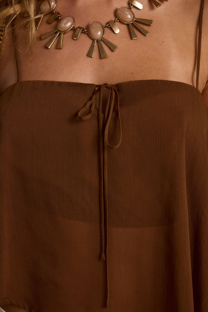 Costella Mocha Asymmetrical Top