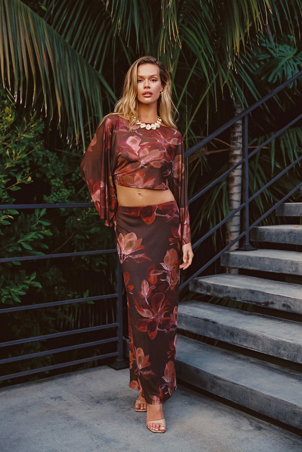 Clear Breeze Mulberry Floral Mesh Top