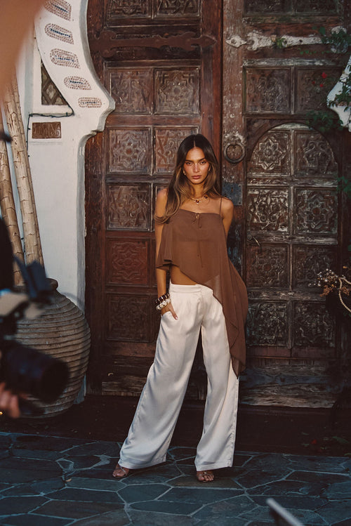 Costella Mocha Asymmetrical Top