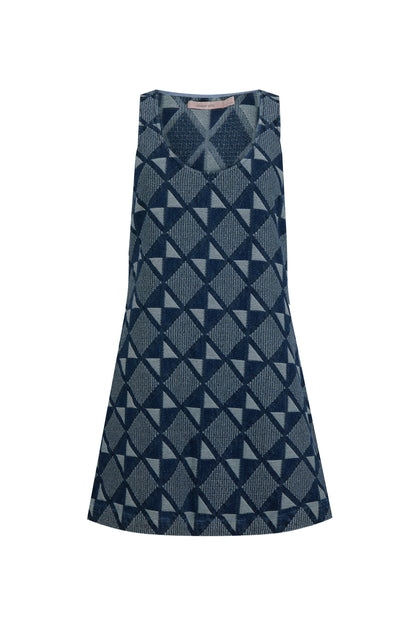 Courtney Mini Dress In Abstract Denim