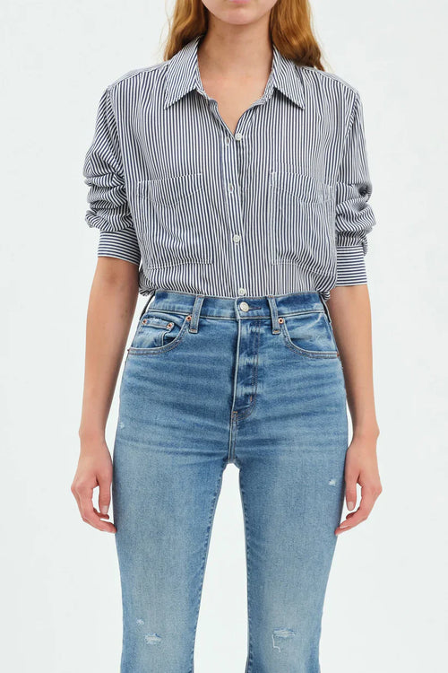 Daze Striped Button Up Top