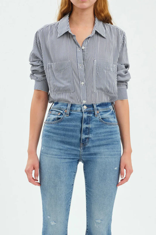 Daze Striped Button Up Top