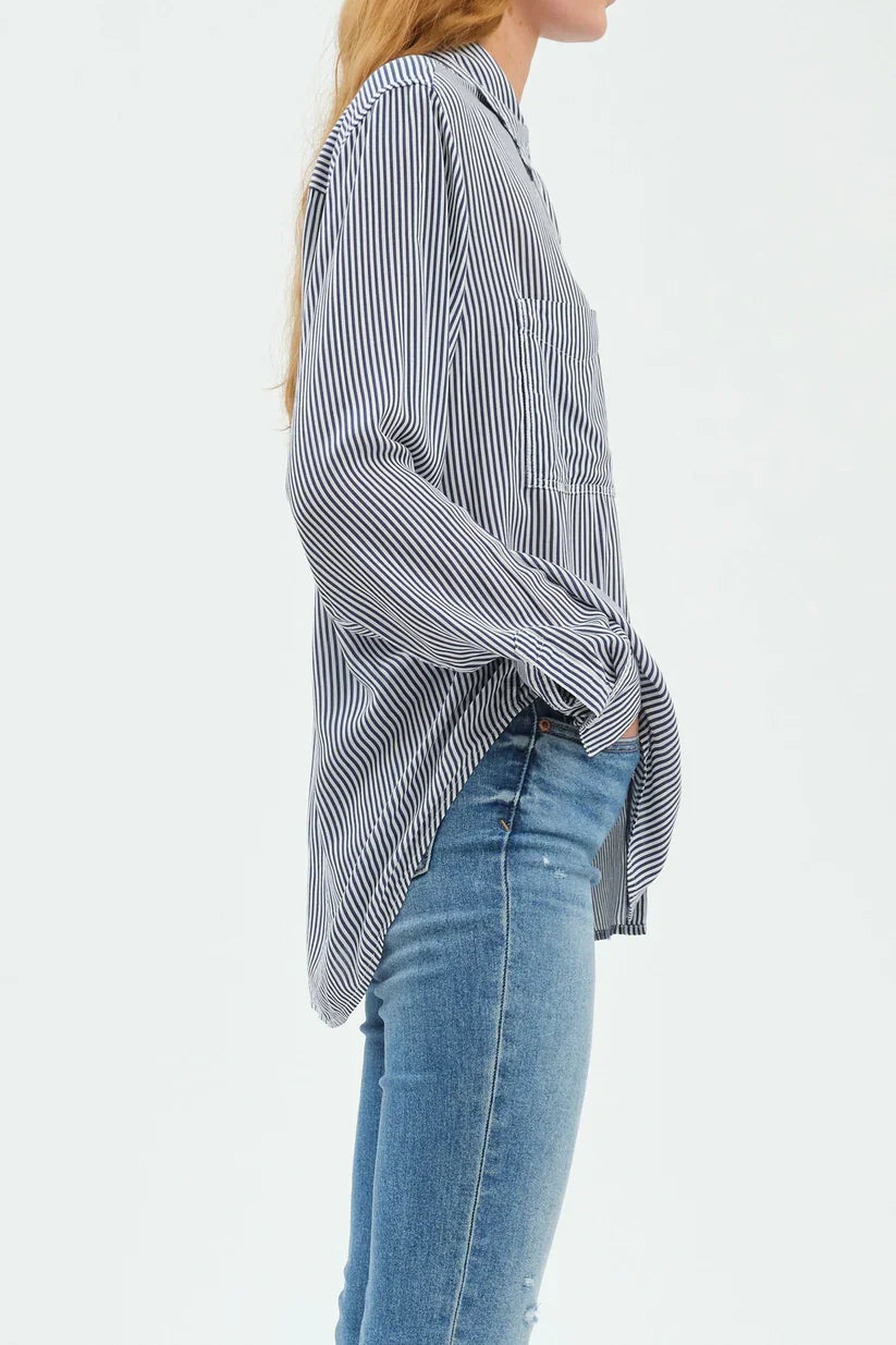 Daze Striped Button Up Top