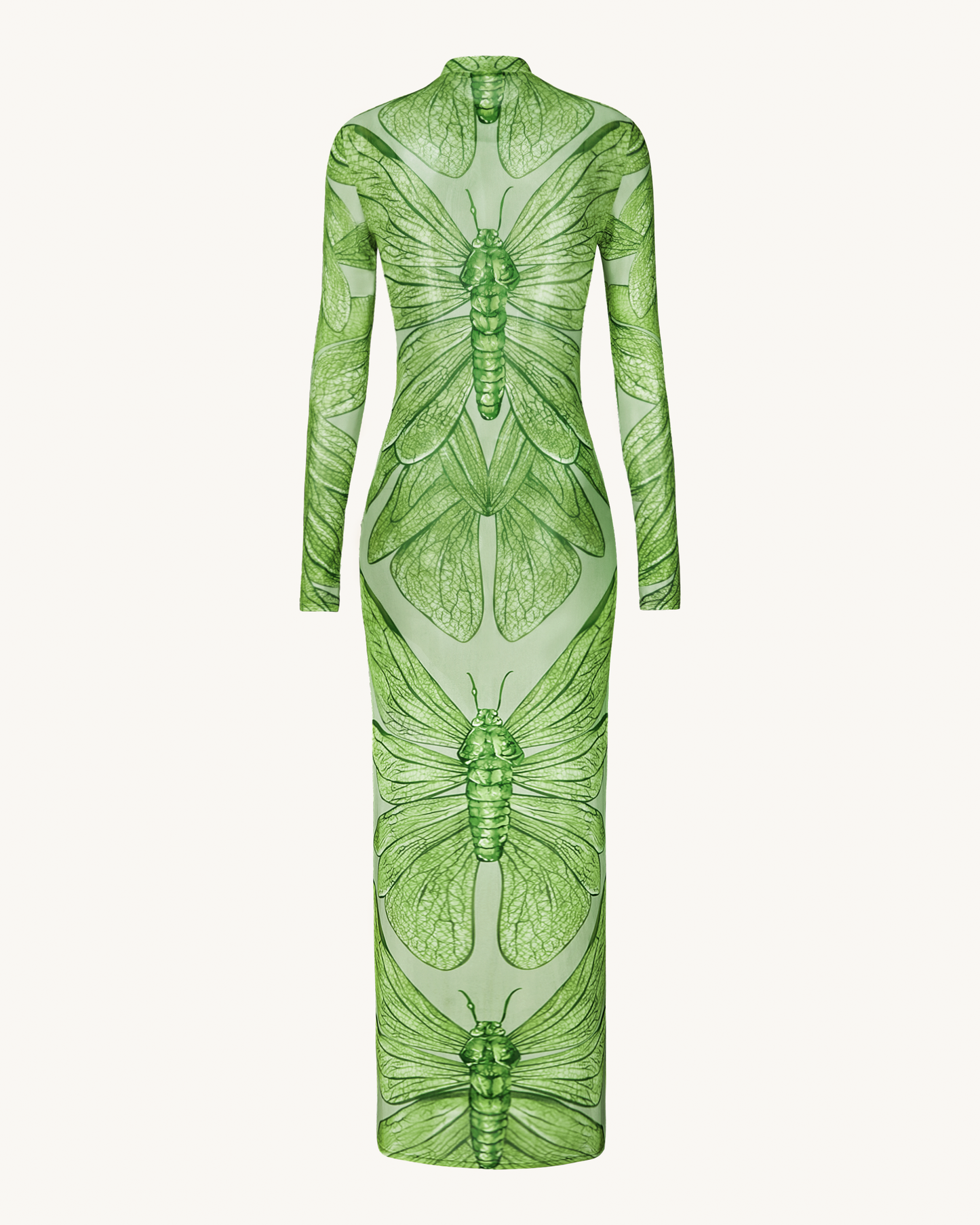 祖母綠蜻蜓薄紗禮服 - 綠色