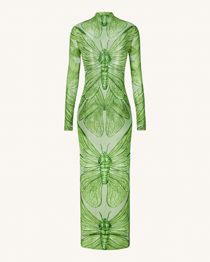 祖母綠蜻蜓薄紗禮服 - 綠色