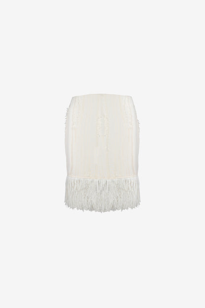 Fritz Fringe Skirt — Ivory