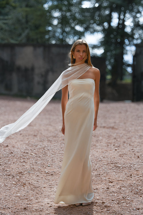 Vitoria Cape Dress — Ivory