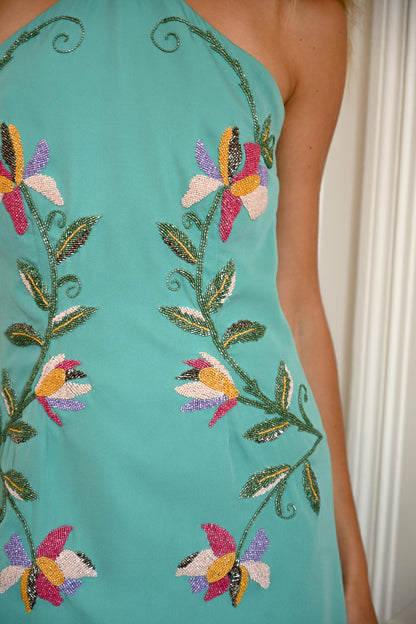 Sonia Beaded Dress — Teal