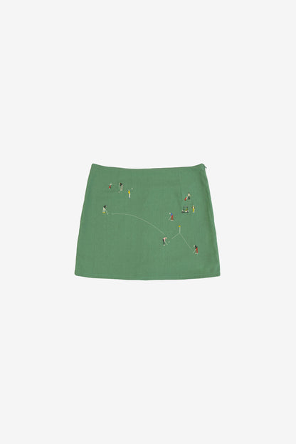 Golf Scene Linen Skort