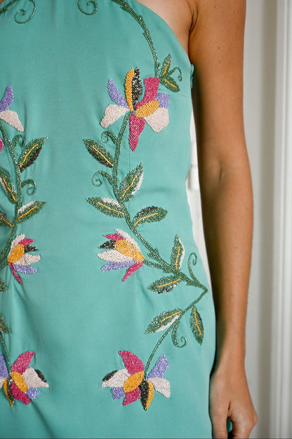 Sonia Beaded Dress — Teal