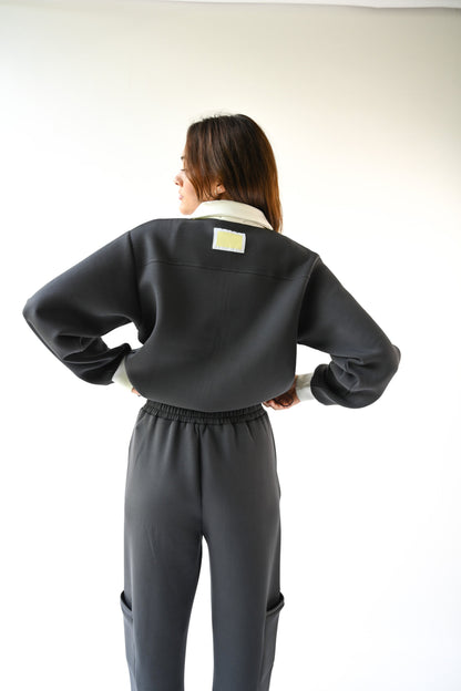 Kasey Knit Neoprene Jacket — Charcoal