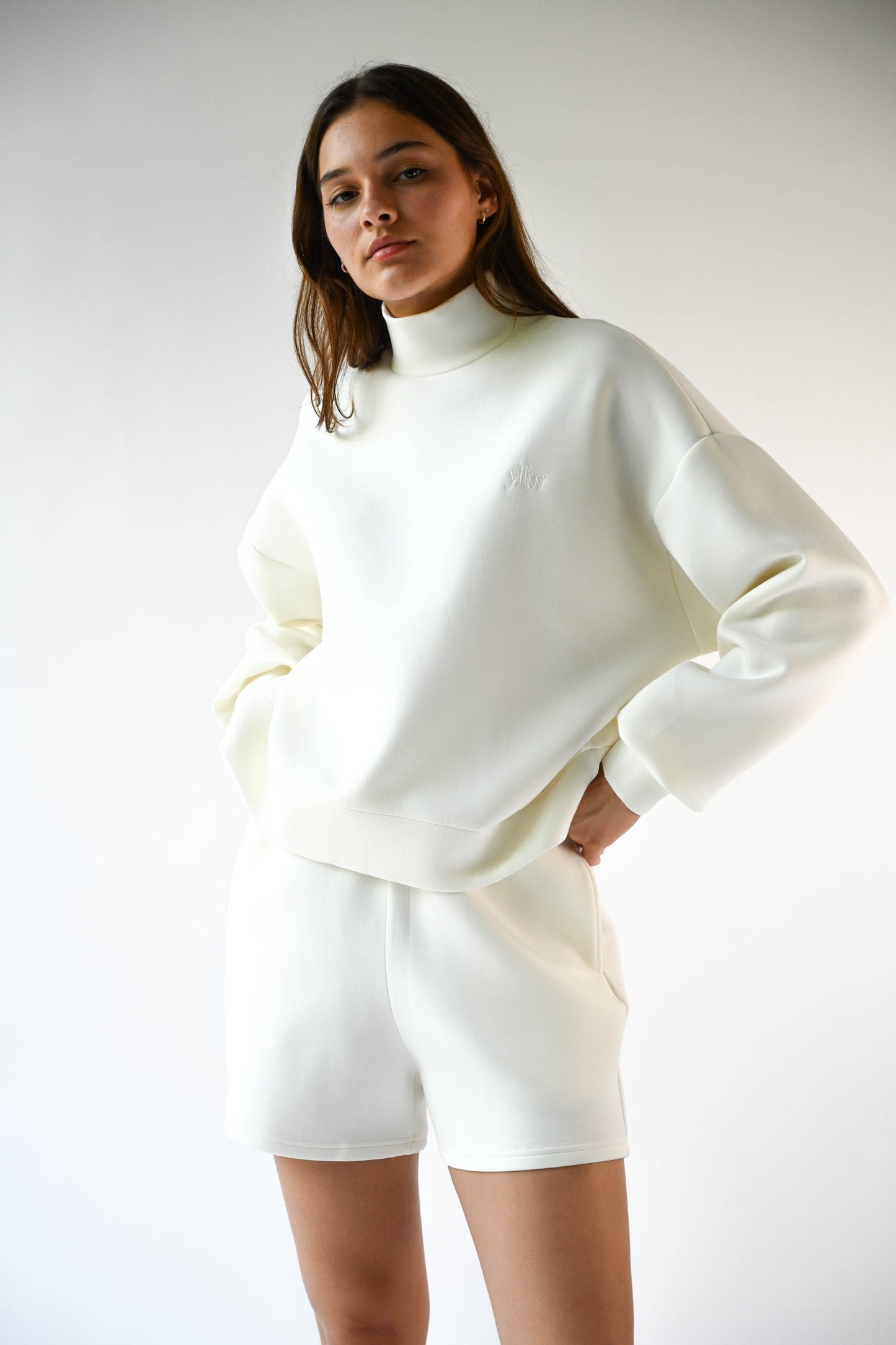 Maya Knit Neoprene Pullover — Offwhite