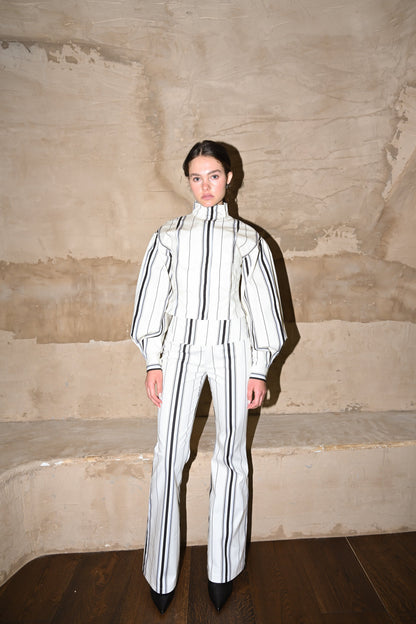 Tilly Cotton Trouser — Offwhite Striped
