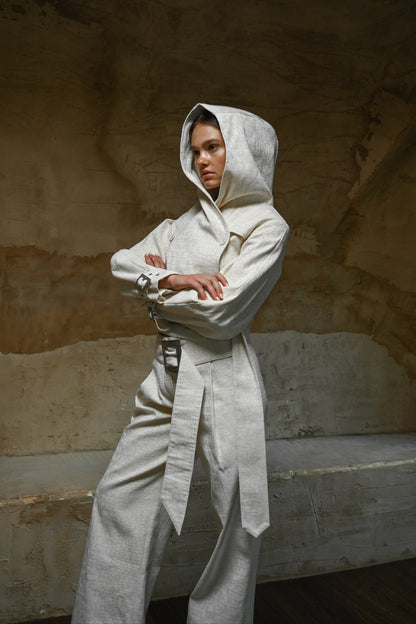 Ganna Belted Jacket — Snakeskin Jacquard