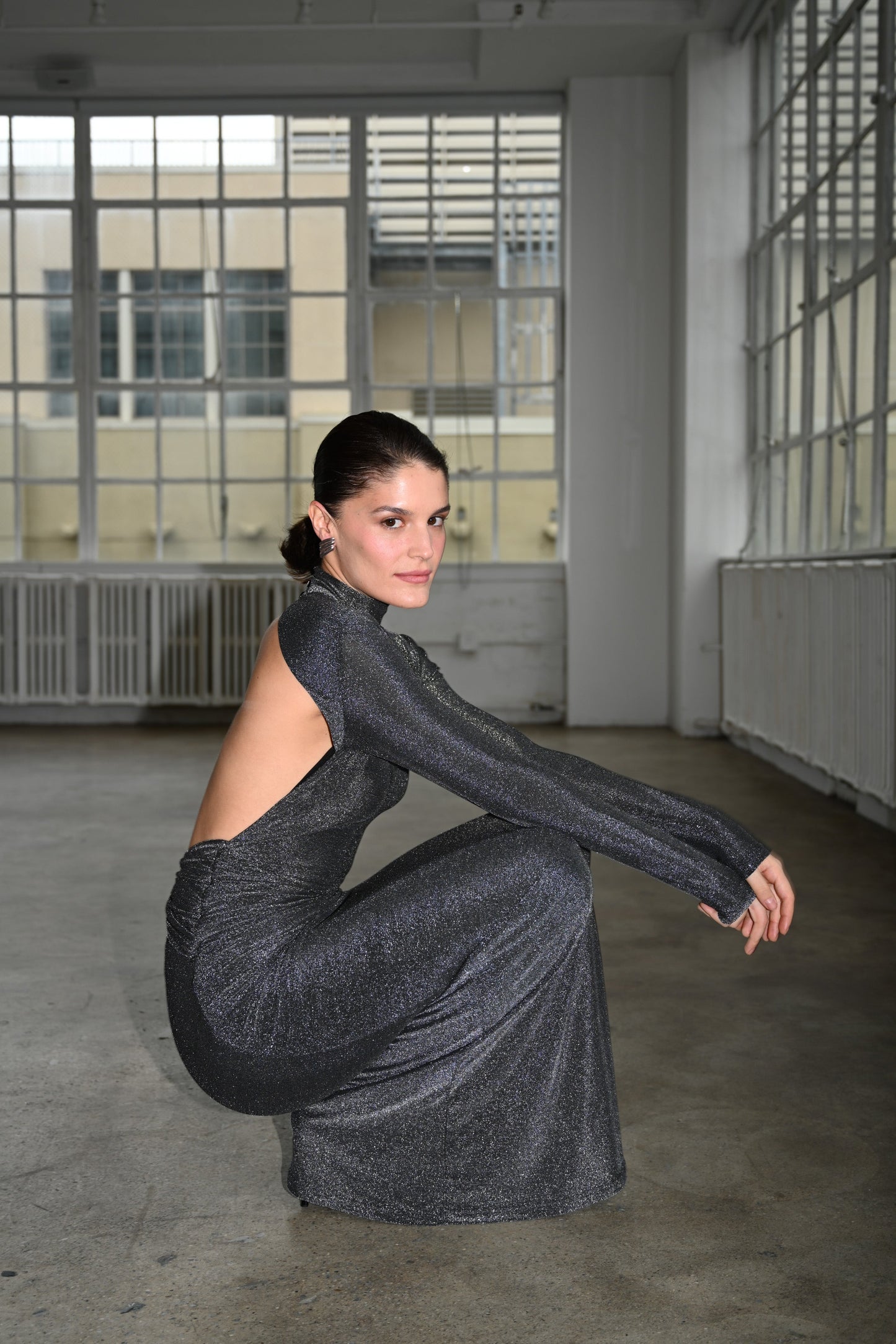 Cassia Maxi Dress — Iridescent Onyx
