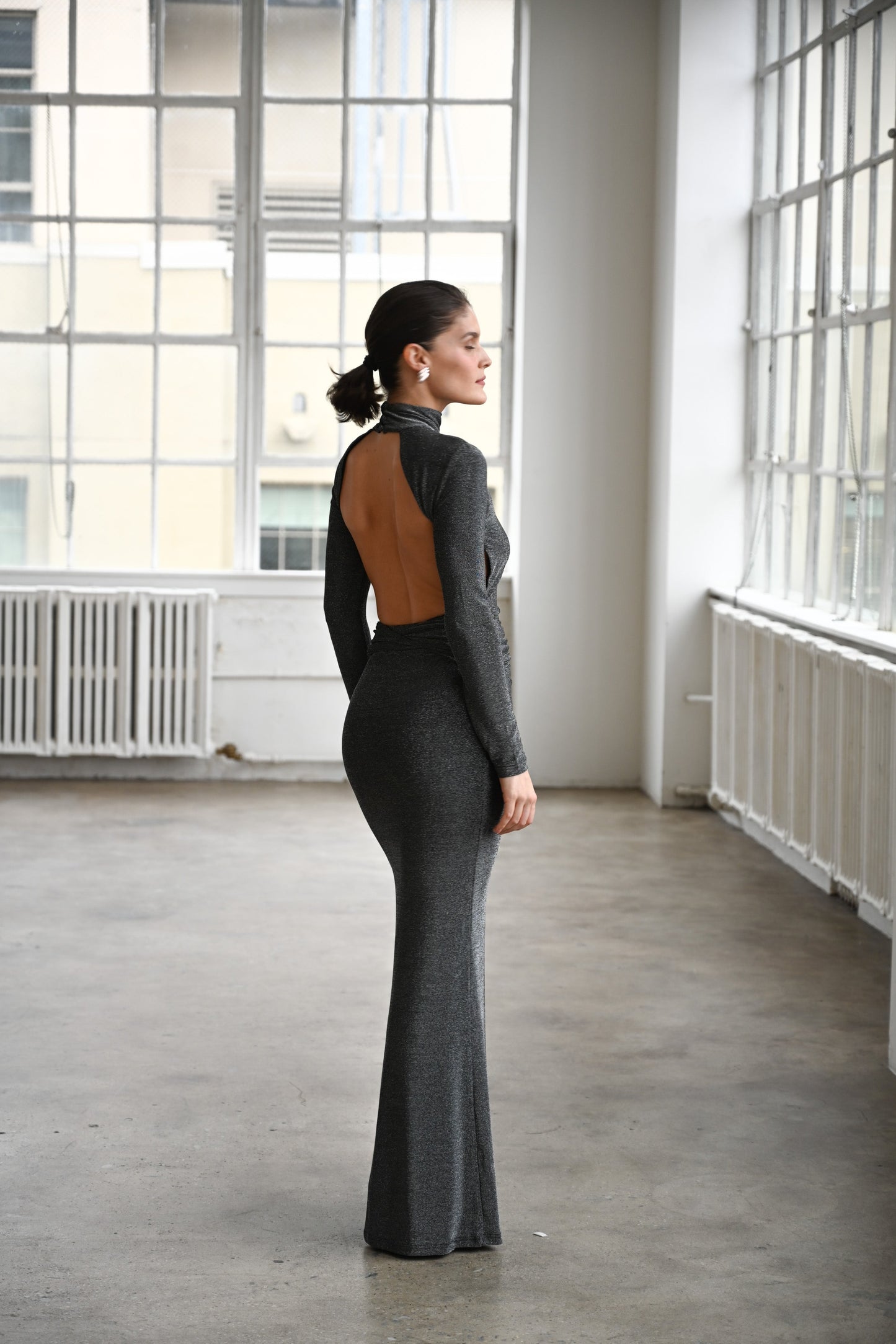 Cassia Maxi Dress — Iridescent Onyx