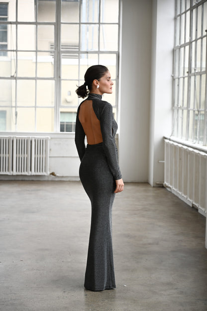 Cassia Maxi Dress — Iridescent Onyx