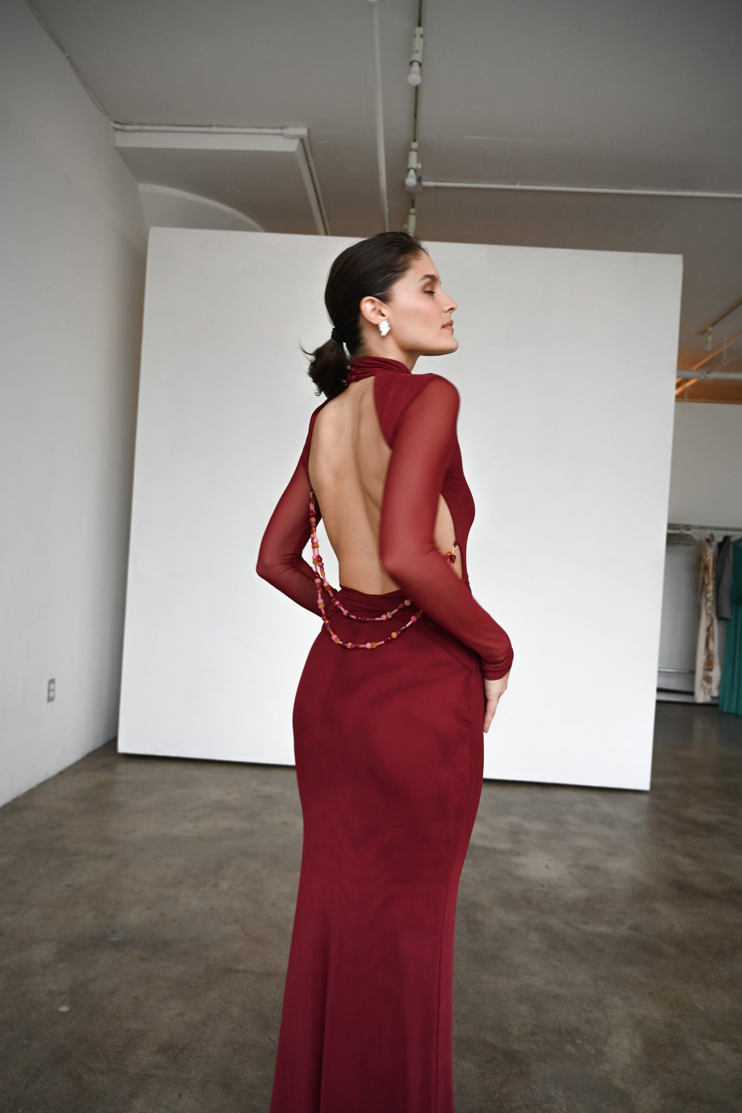 Salome Beaded Dress — Merlot