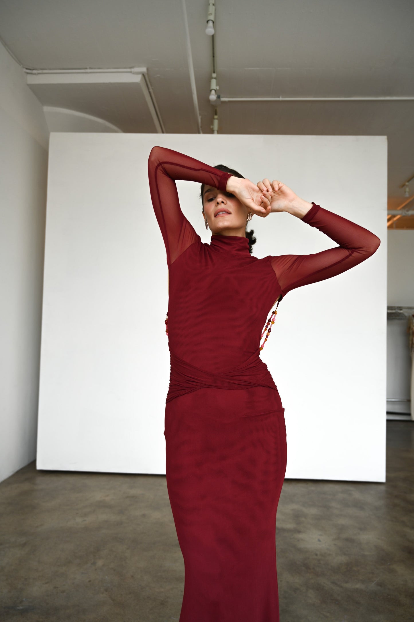Salome Beaded Dress — Merlot