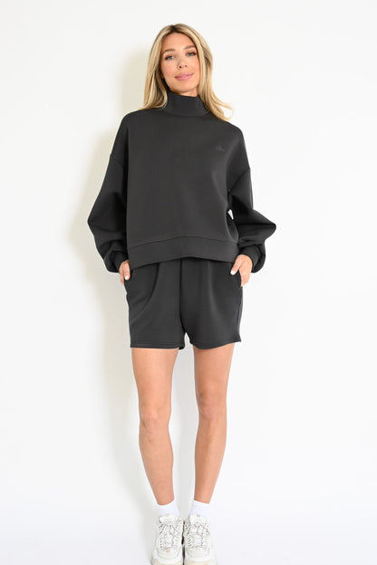 Ollie Knit Neoprene Shorts  — Charcoal