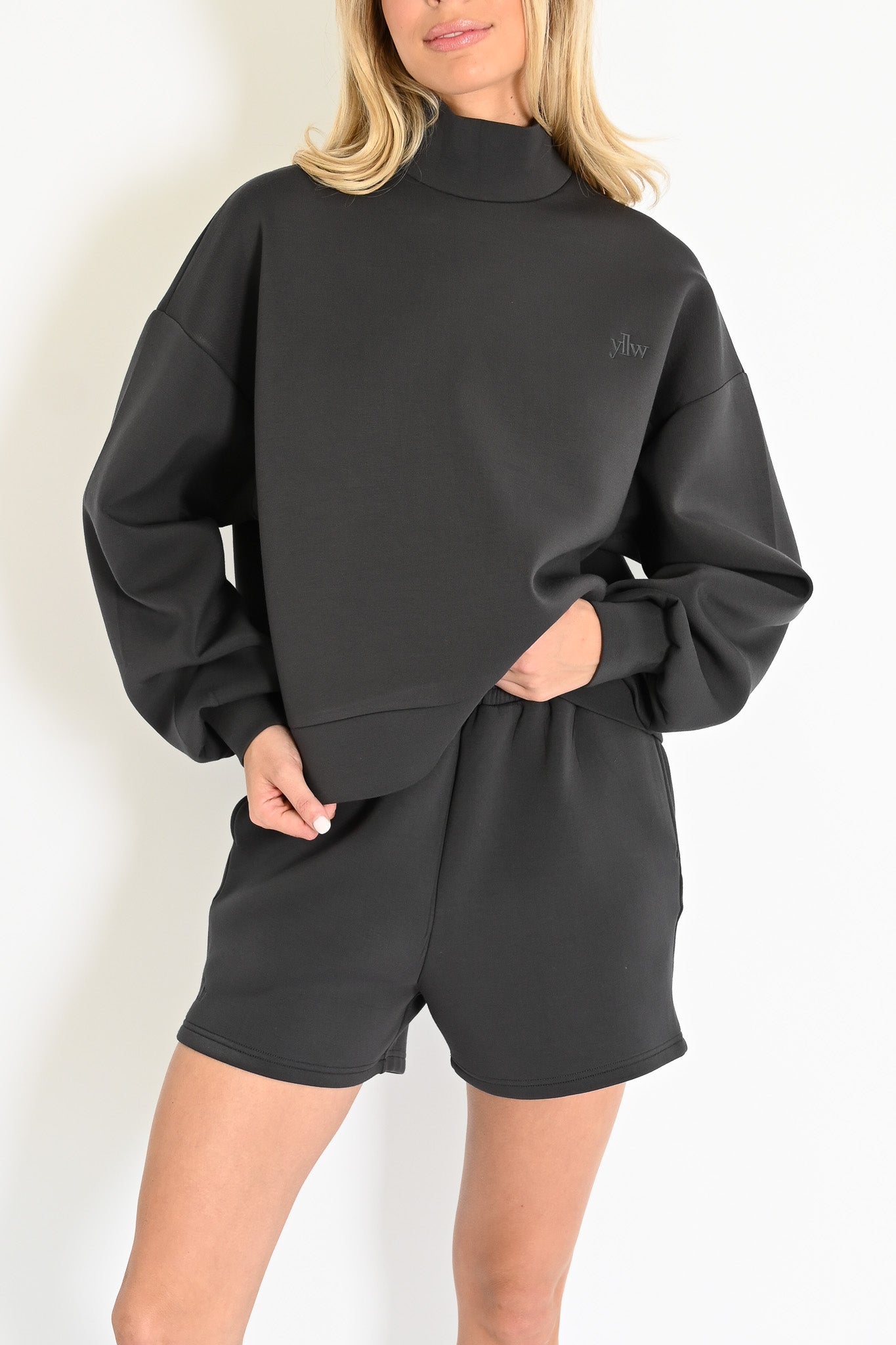 Ollie Knit Neoprene Shorts  — Charcoal