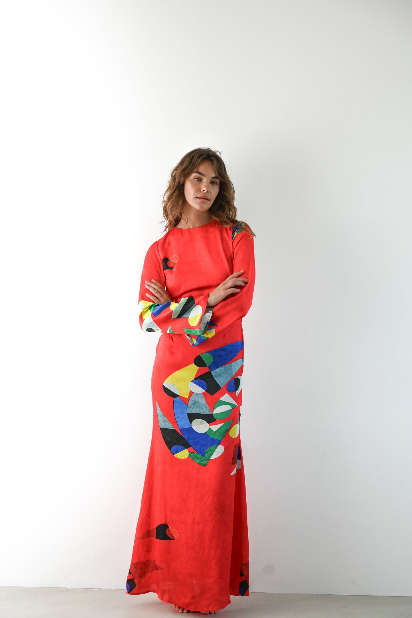 Nova Dress — Red Geometric