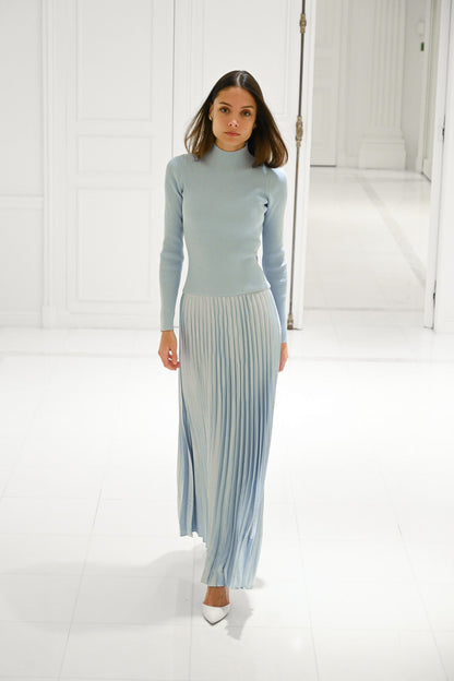 Aziel Pleated Dress — Baby Blue