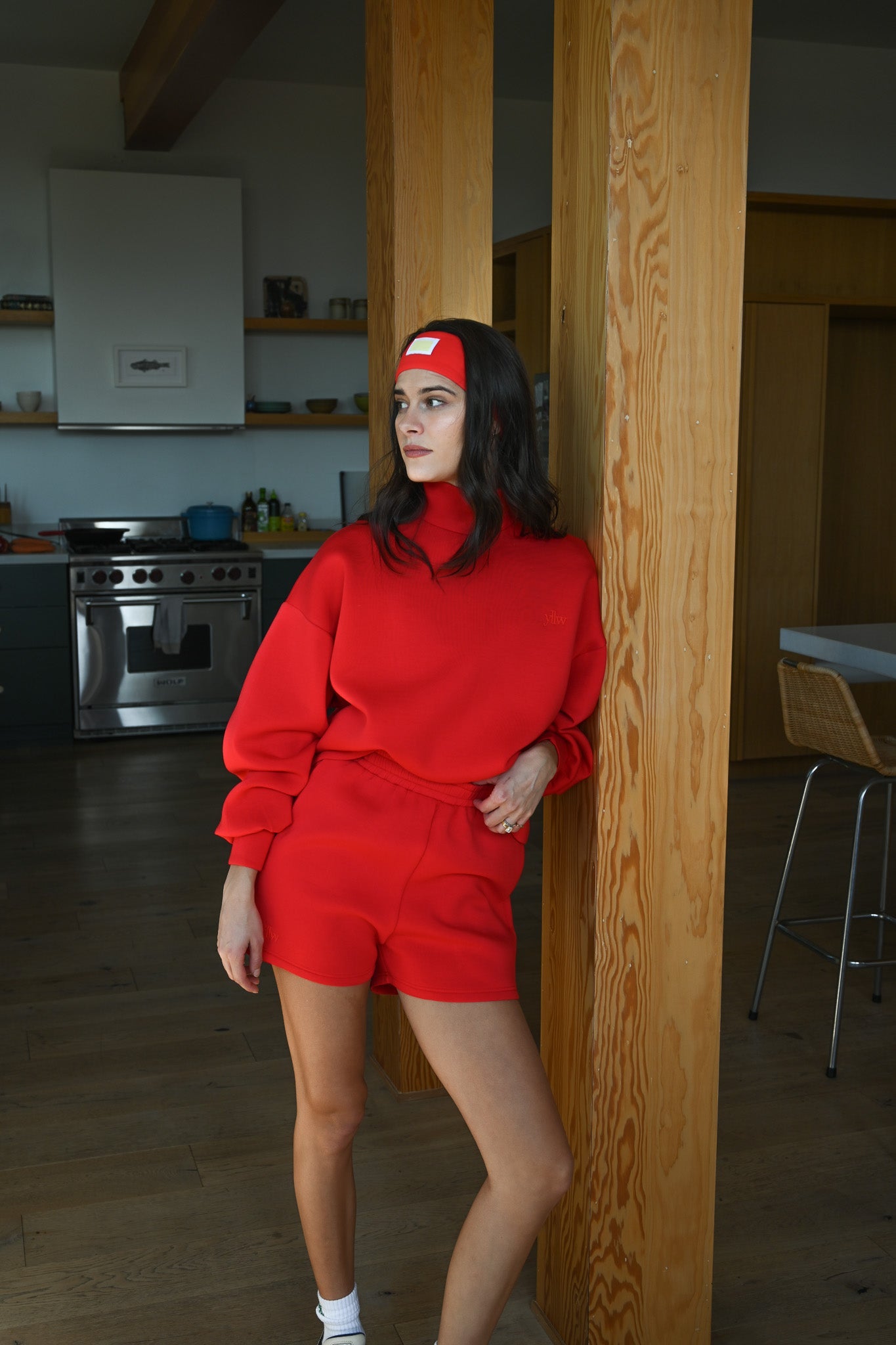 Ollie Knit Neoprene Shorts — Ruby