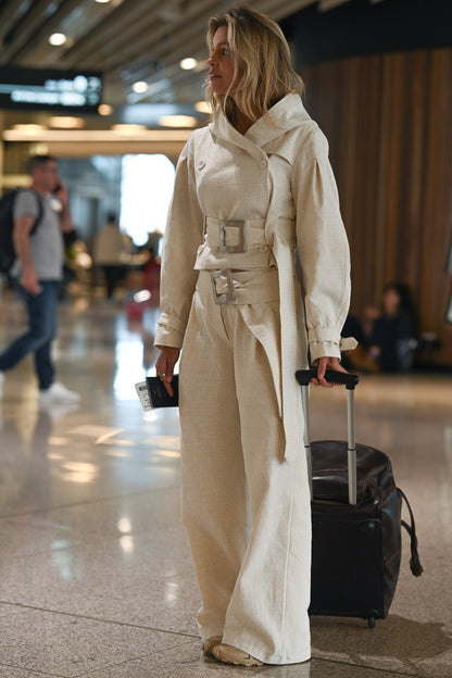Ganna Belted Jacket — Snakeskin Jacquard
