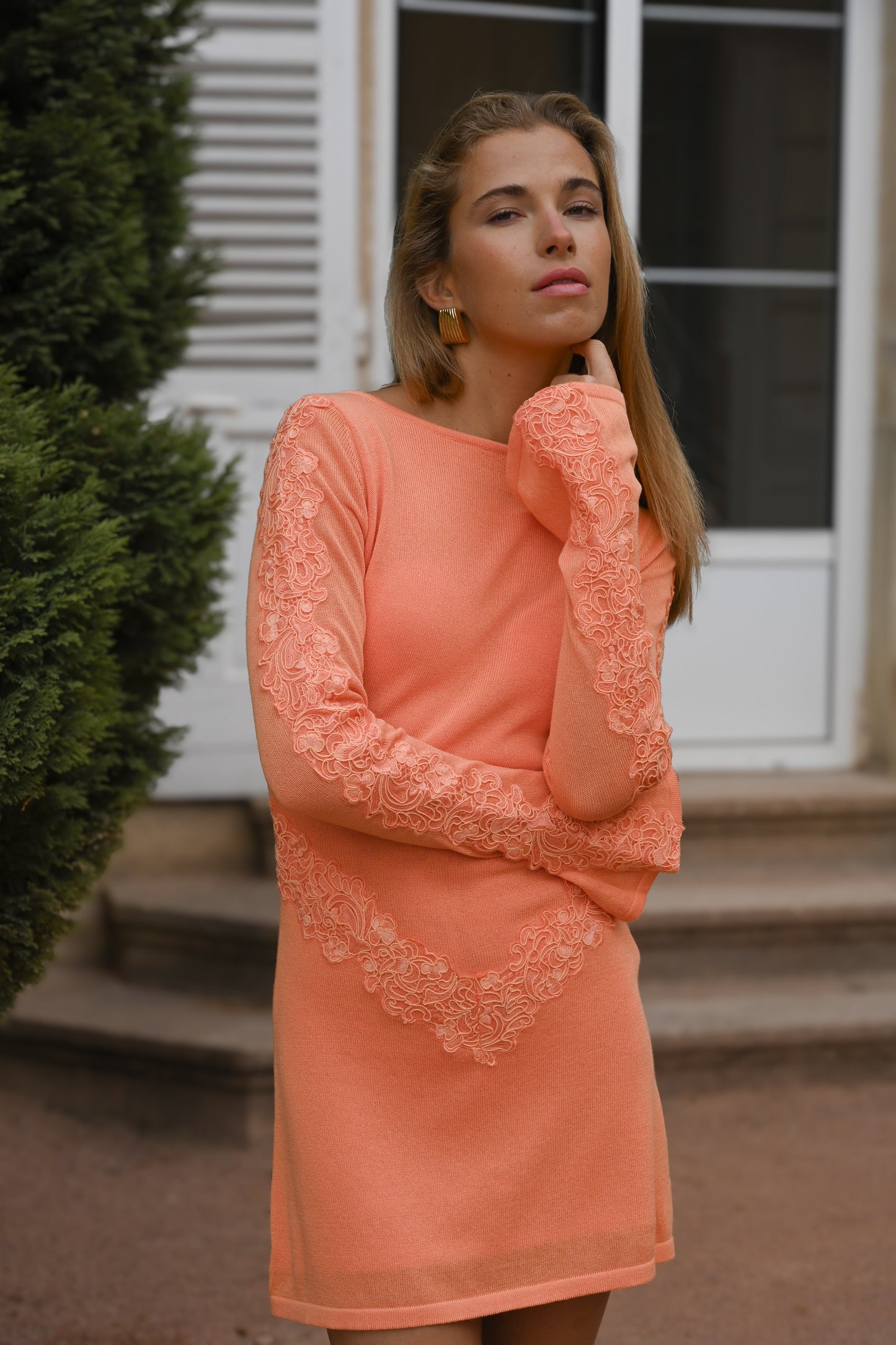 Delphine Dress — Peach