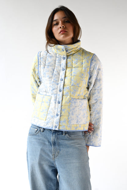 Amelia Quilted Convertible Jacket — Colorblock Toile