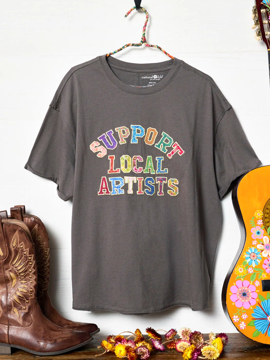 Take It In Cotton Applique Tee - Support Local Artists