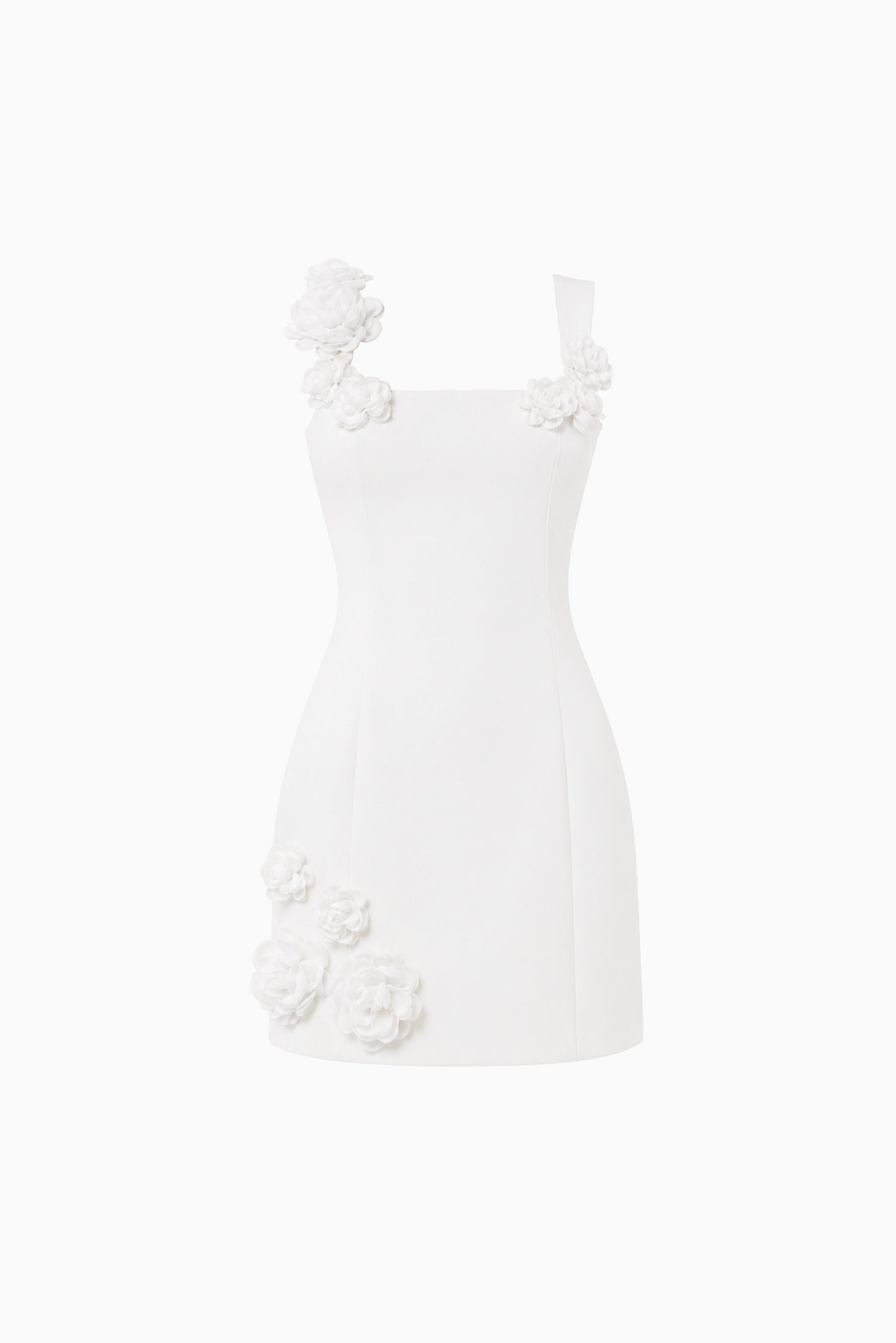 Trompe 3D Floral Mini Dress In White