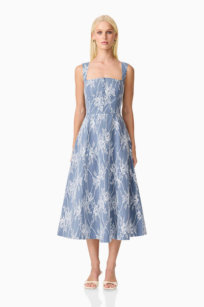 Safia Midi Dress in Blue