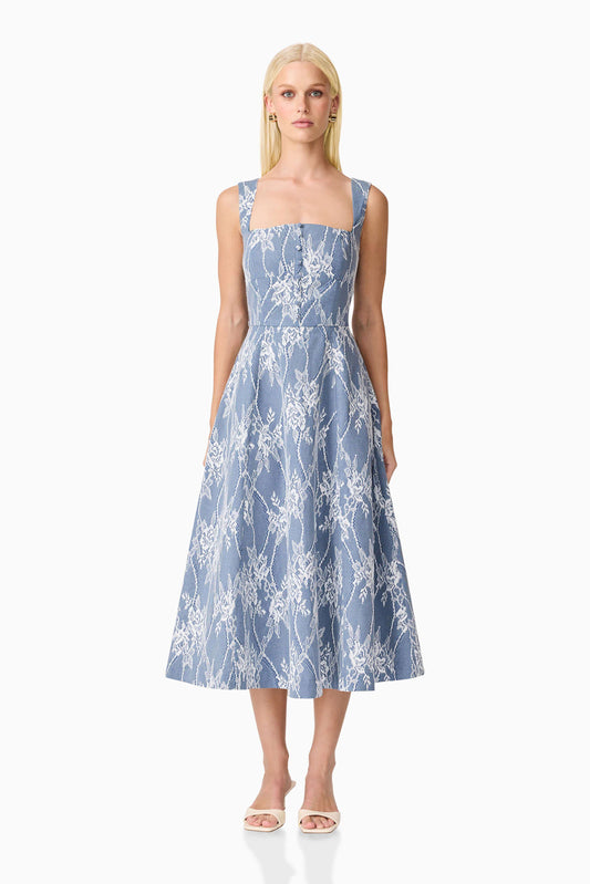 Safia Midi Dress in Blue