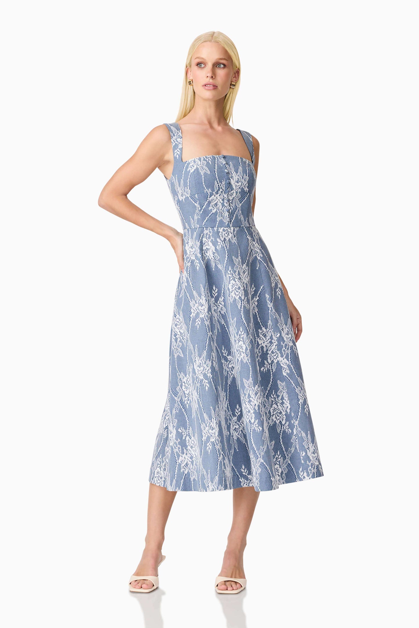 Safia Midi Dress in Blue