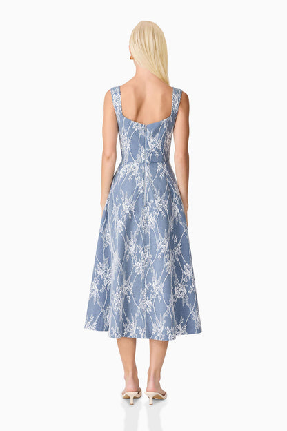 Safia Midi Dress in Blue