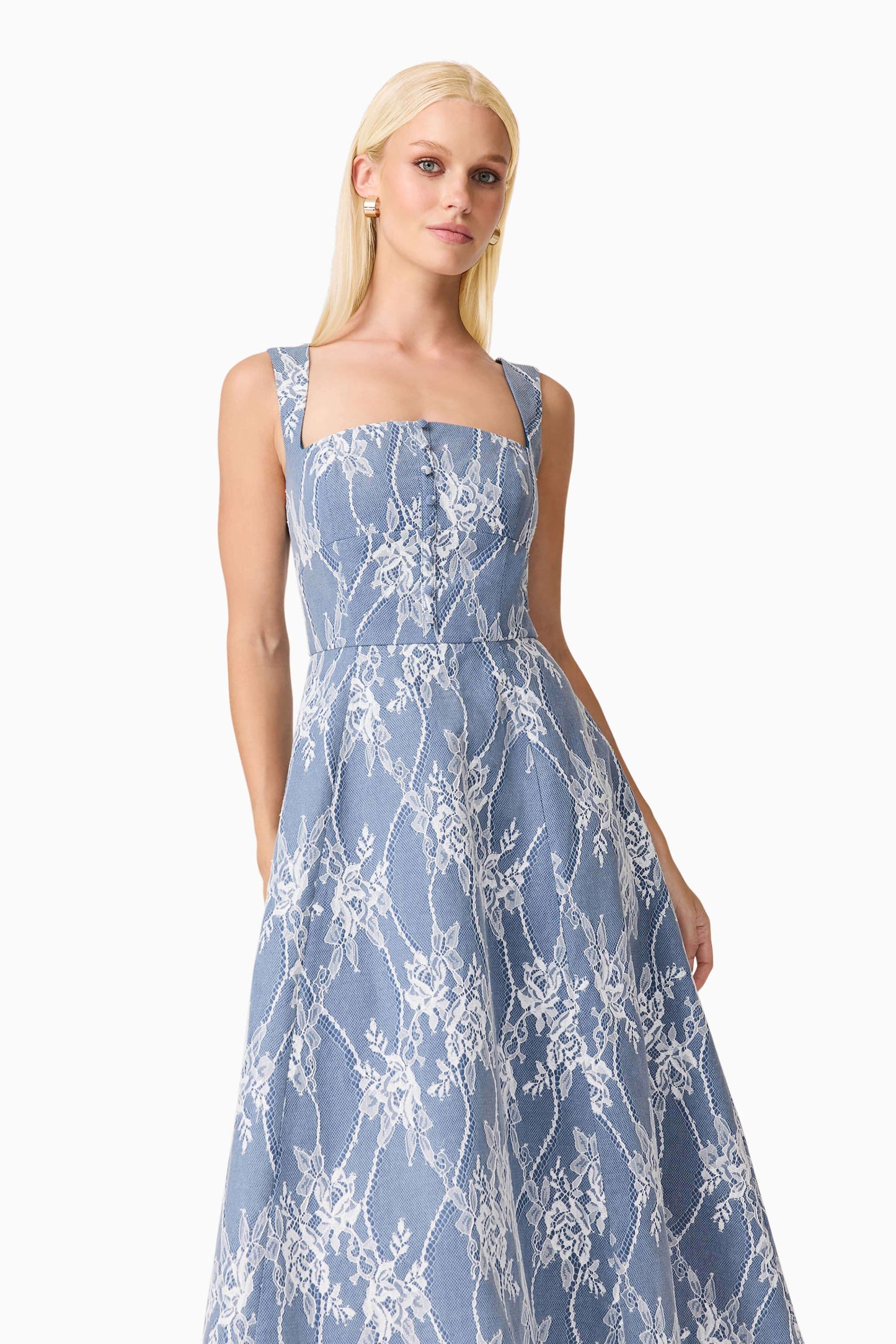 Safia Midi Dress in Blue